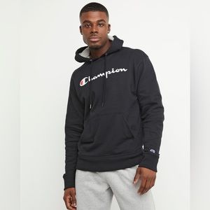 ⭐️ Men’s Champion Powerblend Hoodie Script Logo Black MEDIUM